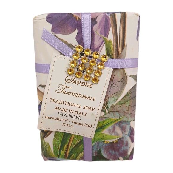 Lavender Italian Soap Gift Wrapped Jeweled Lingerie Drawer Mom Made in Italy Lux - Picture 6 of 9